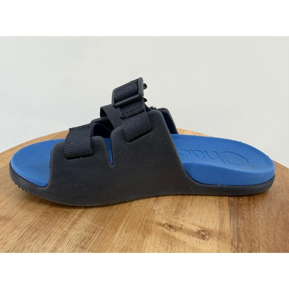Chaco Chillos Slide Sandals Kids Junior 4 Black Blue Adjustable Z-Strap Sport